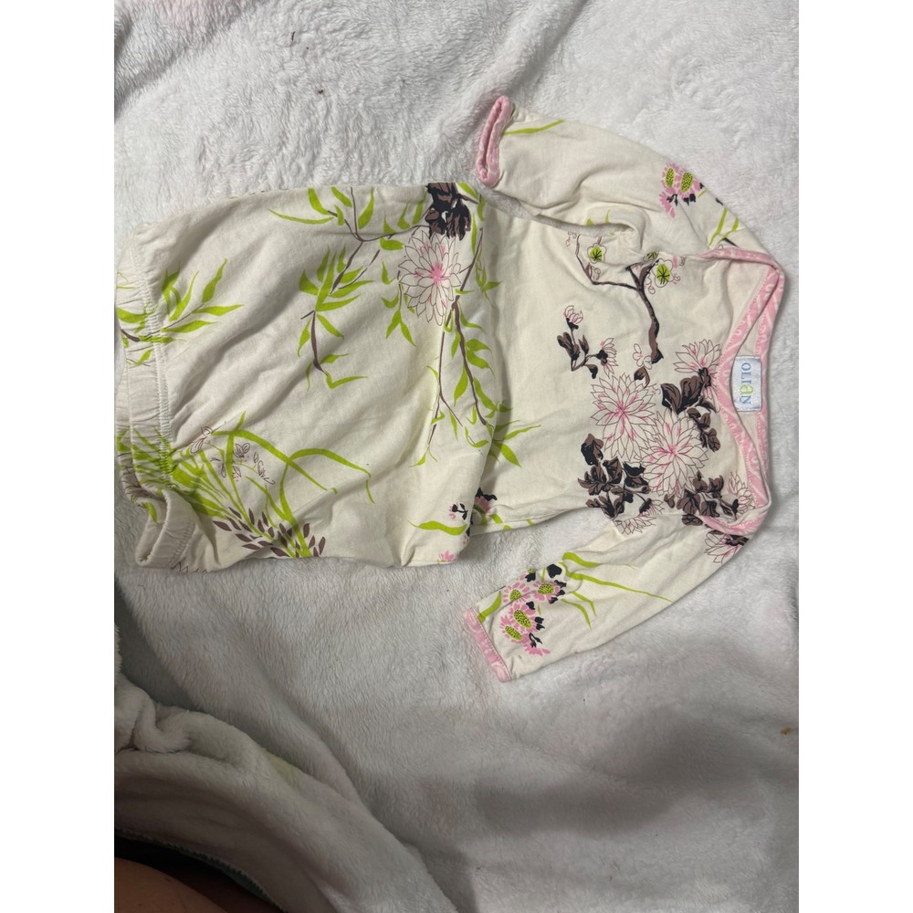 Olian Baby Floral Bamboo Print Cotton Sleeper Gown One Size Pink Green Cream